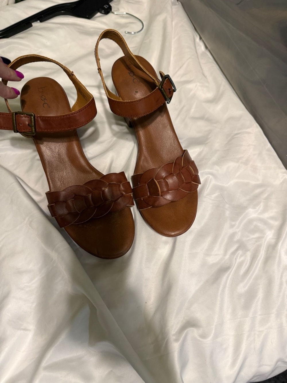 boc Braided Strap Tan Leather Slingback Sandals